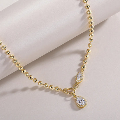 6x9mm Pear-Cut Moissanite Necklace 18K Gold Plated S925 "Twilight Orchid" | Perlizia