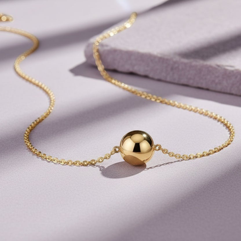 0.1ct Moissanite Orb Necklace S925 Gold Plated "Good Fortune Flows" | Perlizia-Perlizia