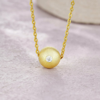 0.1ct Moissanite Orb Necklace S925 Gold Plated "Good Fortune Flows" | Perlizia-Perlizia