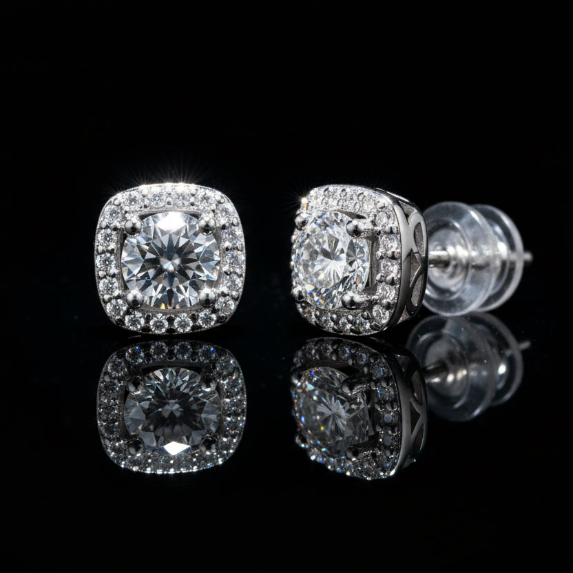 0.5–2ct Moissanite Stud Earrings S925 Platinum Plated | Perlizia-Perlizia