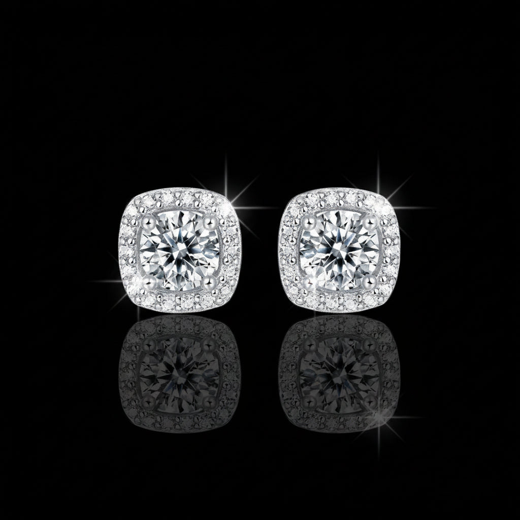 0.5–2ct Moissanite Stud Earrings S925 Platinum Plated | Perlizia-Perlizia