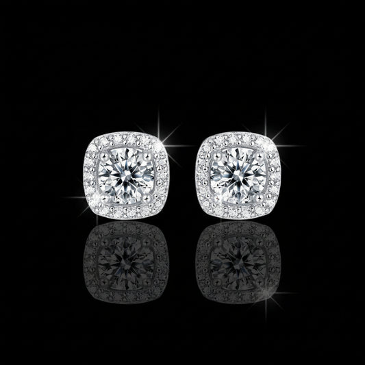 0.5–2ct Moissanite Stud Earrings S925 Platinum Plated | Perlizia-Perlizia