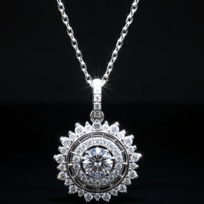 0.5ct Moissanite Sunburst Pendant Necklace S925 Platinum Plated "Sunburst Radiance" | Perlizia-Perlizia