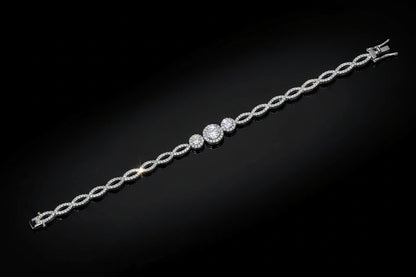 1-Carat Moissanite Tennis Bracelet S925 Platinum Plated "Luminous Halo" | Perlizia-Perlizia