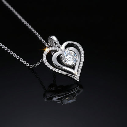 1ct Moissanite Heart Pendant Necklace S925 Platinum Plated "Telepathy" | Perlizia-Perlizia