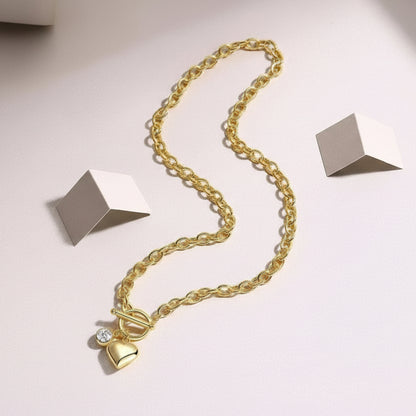 1ct Moissanite Heart Toggle Necklace S925 Gold Plated "Meteor Wish" | Perlizia-Jewelry-Perlizia