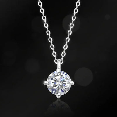 2ct Moissanite Solitaire Pendant Necklace S925 Platinum Plated "Round Rhythm" | Perlizia-Jewelry-Perlizia