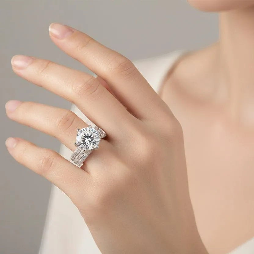 5-Carat Moissanite Wedding Ring S925 Platinum Plated "Eternal Vow" | Perlizia-Perlizia