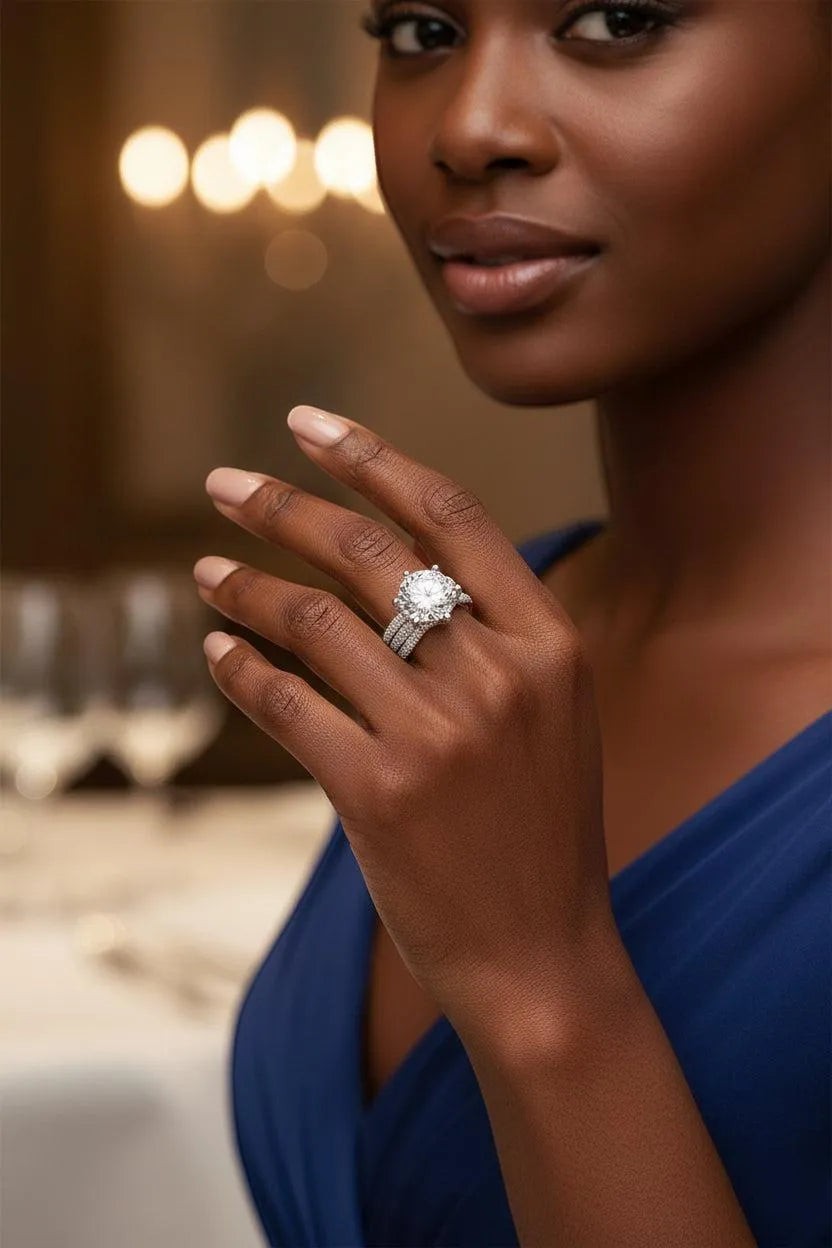 5-Carat Moissanite Wedding Ring S925 Platinum Plated "Eternal Vow" | Perlizia-Perlizia