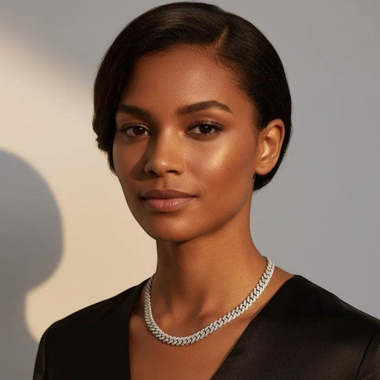 60cm Iced-Out Moissanite Cuban Link Chain S925 Platinum Plated | Perlizia-Perlizia