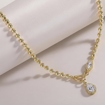 6x9mm Pear-Cut Moissanite Necklace 18K Gold Plated S925 "Twilight Orchid" | Perlizia-Perlizia