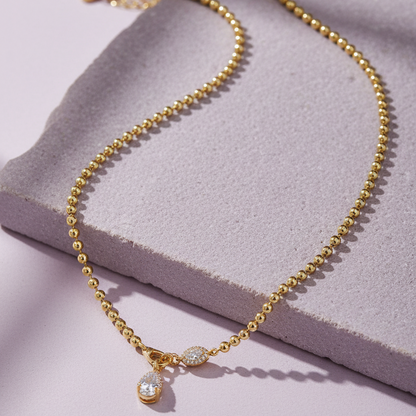6x9mm Pear-Cut Moissanite Necklace 18K Gold Plated S925 "Twilight Orchid" | Perlizia