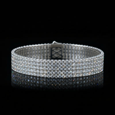 Four-Row Moissanite Tennis Bracelet S925 Platinum Plated "Shining And Simple" | Perlizia-Jewelry-Perlizia