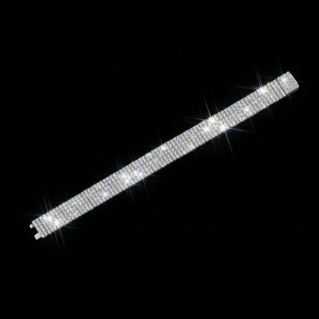 Four-Row Moissanite Tennis Bracelet S925 Platinum Plated "Shining And Simple" | Perlizia-Jewelry-Perlizia