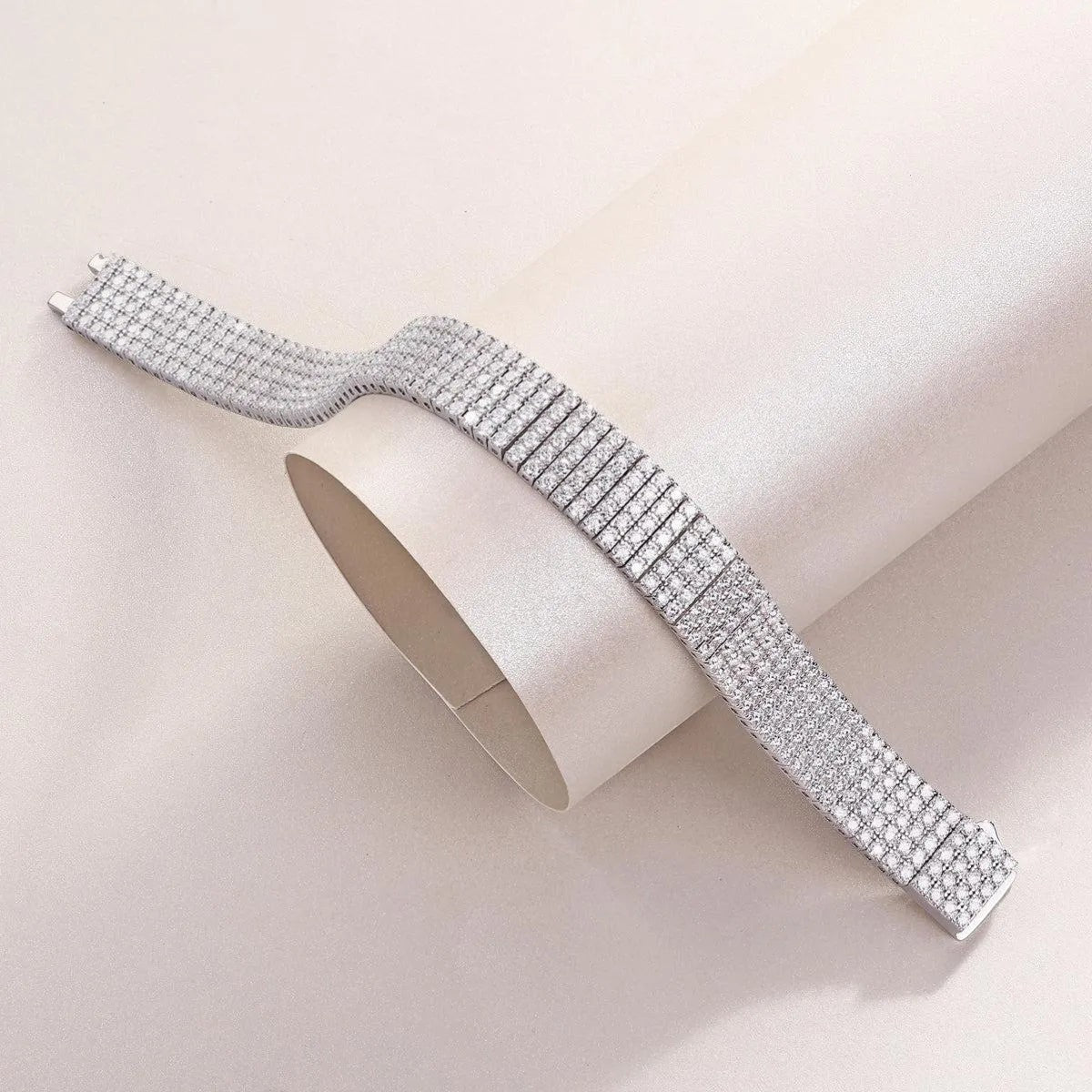 Four-Row Moissanite Tennis Bracelet S925 Platinum Plated "Shining And Simple" | Perlizia-Jewelry-Perlizia