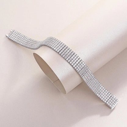 Four-Row Moissanite Tennis Bracelet S925 Platinum Plated "Shining And Simple" | Perlizia-Jewelry-Perlizia