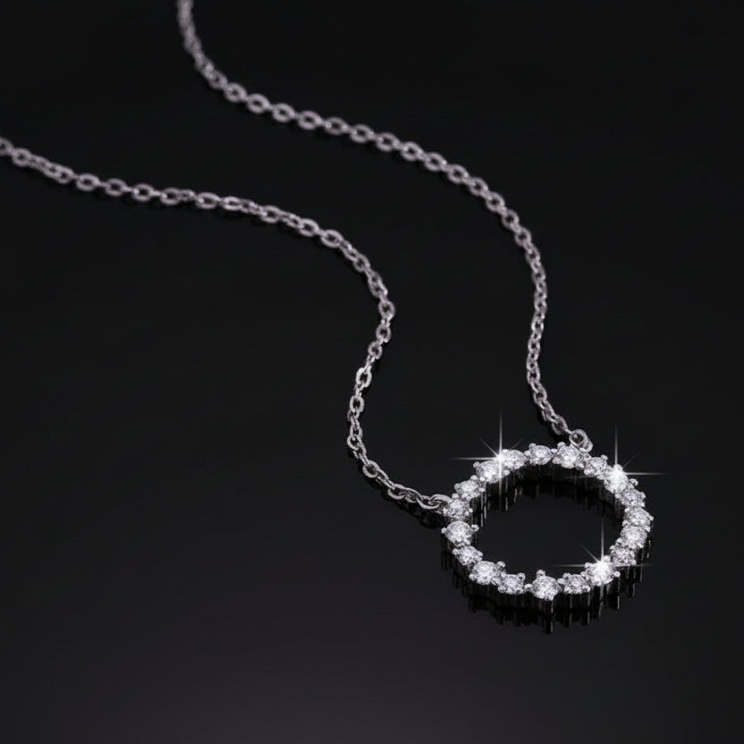 Moissanite Circle of Life Pendant Necklace S925 Platinum Plated "Eternal Bloom" | Perlizia
