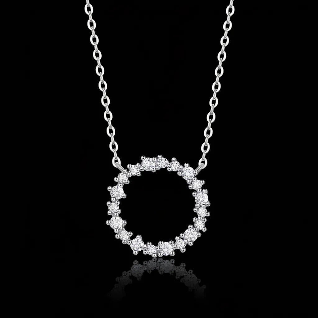 Moissanite Circle of Life Pendant Necklace S925 Platinum Plated "Eternal Bloom" | Perlizia-Jewelry-Perlizia