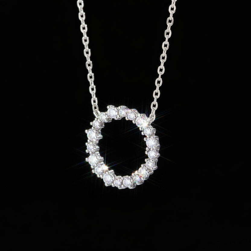 Moissanite Circle of Life Pendant Necklace S925 Platinum Plated "Eternal Bloom" | Perlizia