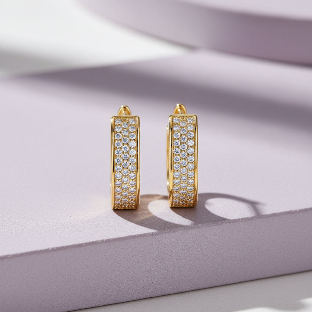 Moissanite Colorful Enamel Hoop Earrings 18K Gold Plated S925 "Colorful Love" | Perlizia-Jewelry-Perlizia