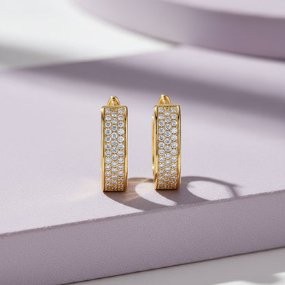 Moissanite Colorful Enamel Hoop Earrings 18K Gold Plated S925 "Colorful Love" | Perlizia-Jewelry-Perlizia