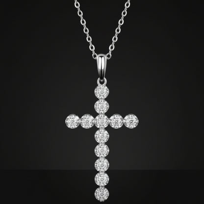 Moissanite Cross Pendant Necklace S925 Platinum Plated | Perlizia-Jewelry-Perlizia