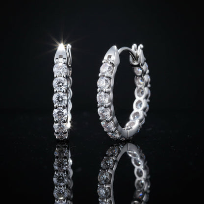 Moissanite Eternity Hoop Earrings S925 Platinum Plated "Stars" | Perlizia-Jewelry-Perlizia