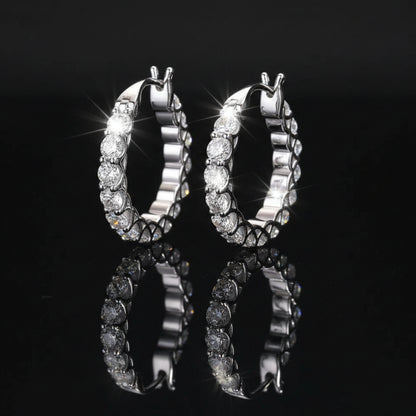 Moissanite Eternity Hoop Earrings S925 Platinum Plated "Stars" | Perlizia-Jewelry-Perlizia