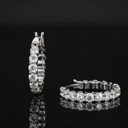 Moissanite Eternity Hoop Earrings S925 Platinum Plated "Stars" | Perlizia-Jewelry-Perlizia