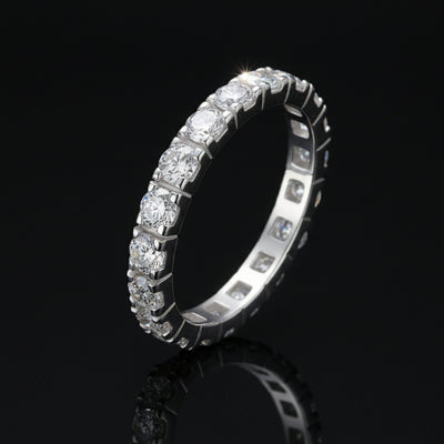 Moissanite Eternity Wedding Band S925 Platinum Plated "Van Gogh Starry Sky" | Perlizia-Jewelry-Perlizia
