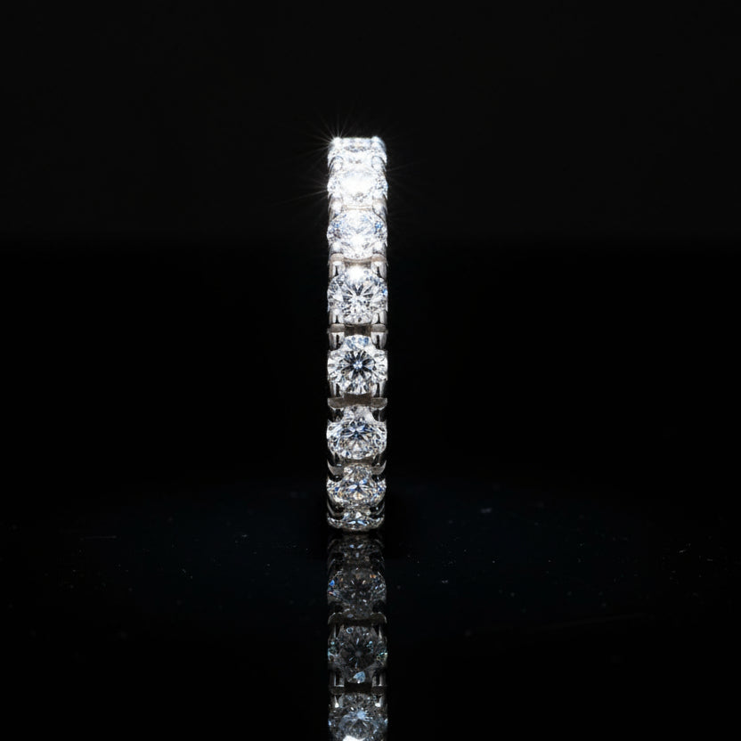 Moissanite Eternity Wedding Band S925 Platinum Plated "Van Gogh Starry Sky" | Perlizia-Jewelry-Perlizia