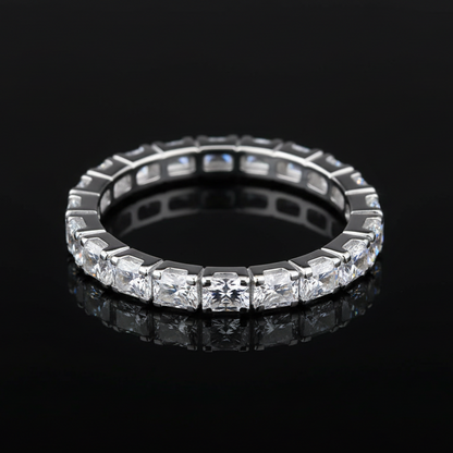 Moissanite Eternity Wedding Band S925 Platinum Plated "Van Gogh Starry Sky" | Perlizia