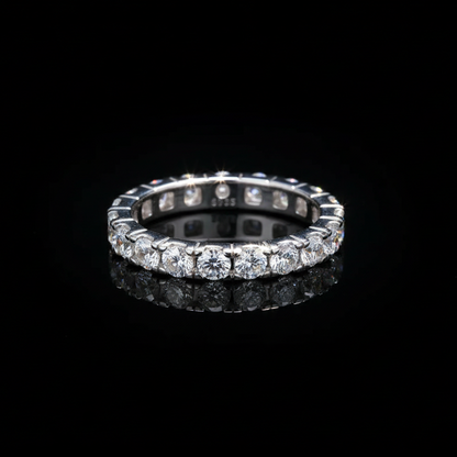 Moissanite Eternity Wedding Band S925 Platinum Plated "Van Gogh Starry Sky" | Perlizia