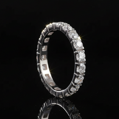 Moissanite Eternity Wedding Band S925 Platinum Plated "Van Gogh Starry Sky" | Perlizia