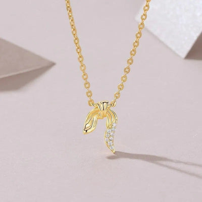 Moissanite Ribbon Knot Pendant Necklace S925 Gold Plated "Silk Radiance" | Perlizia-Jewelry-Perlizia