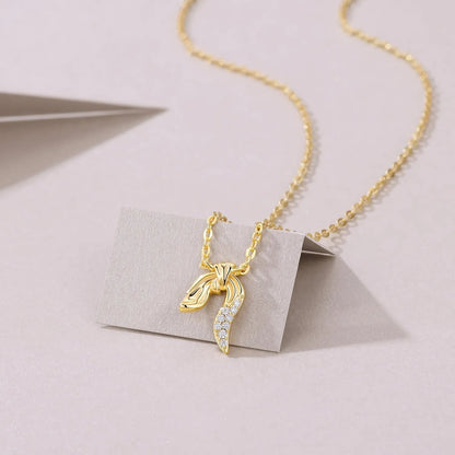 Moissanite Ribbon Knot Pendant Necklace S925 Gold Plated "Silk Radiance" | Perlizia-Jewelry-Perlizia