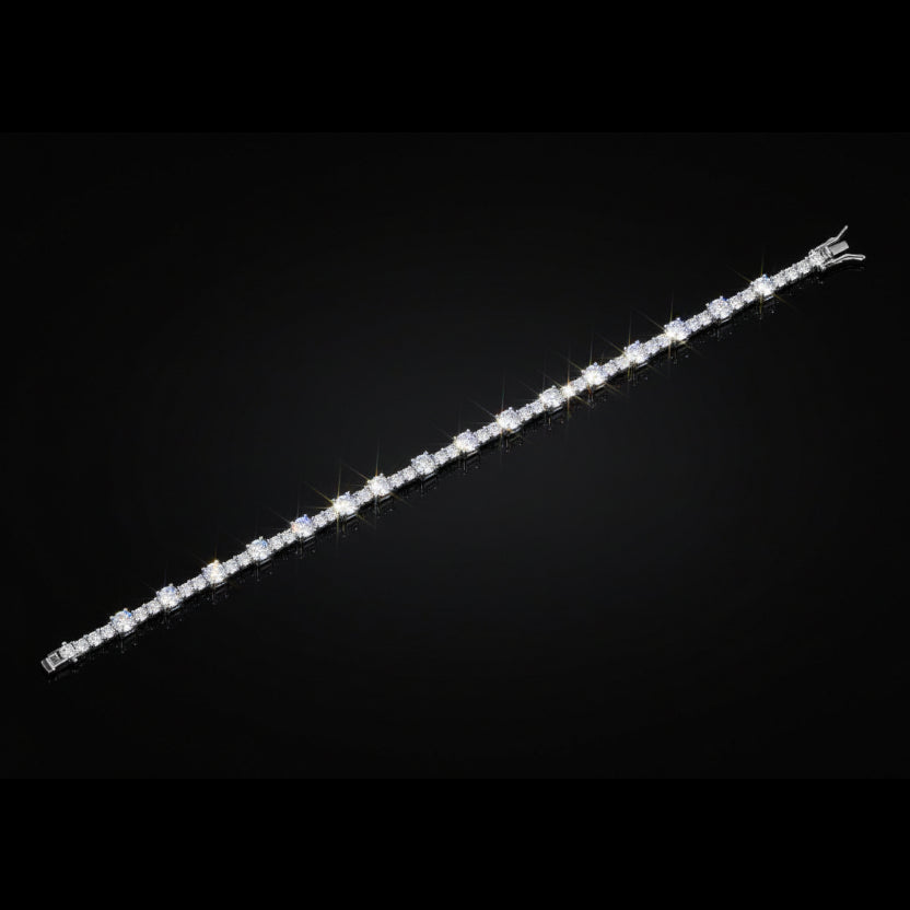 Moissanite Tennis Bracelet S925 Platinum Plated "Stellar Link" | Perlizia-Jewelry-Perlizia