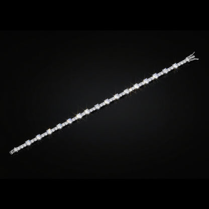 Moissanite Tennis Bracelet S925 Platinum Plated "Stellar Link" | Perlizia-Jewelry-Perlizia