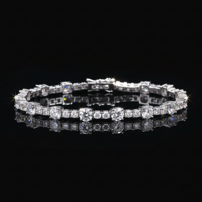 Moissanite Tennis Bracelet S925 Platinum Plated "Stellar Link" | Perlizia