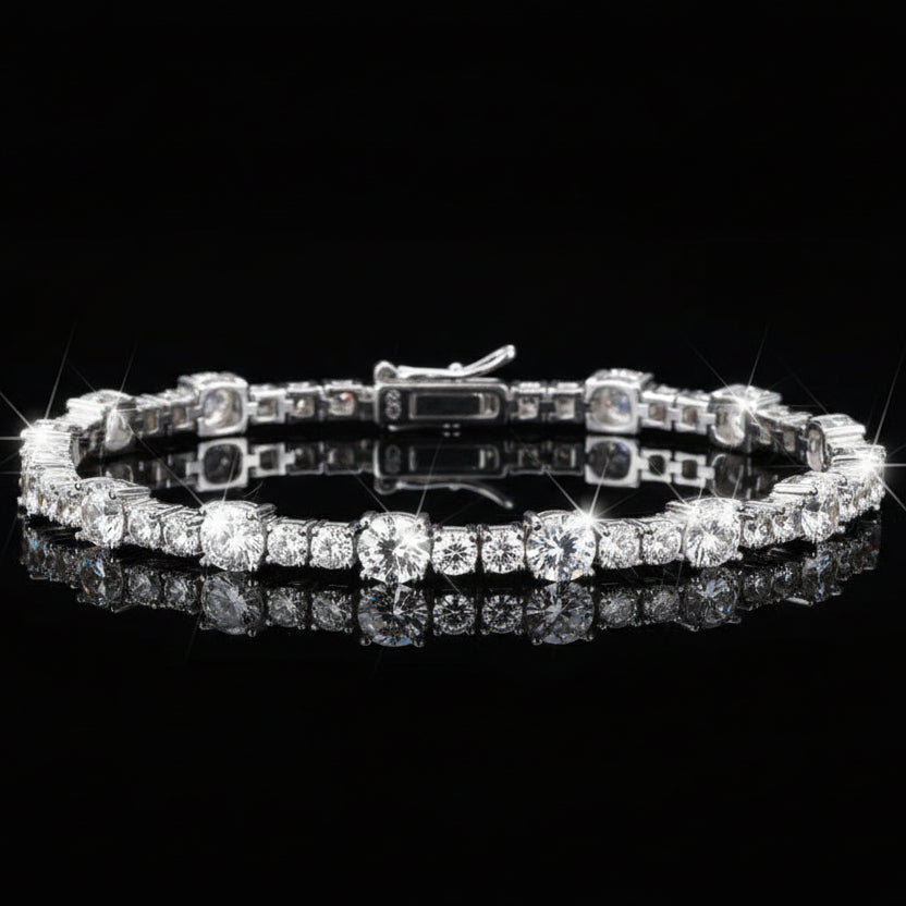 Moissanite Tennis Bracelet S925 Platinum Plated "Stellar Link" | Perlizia-Jewelry-Perlizia
