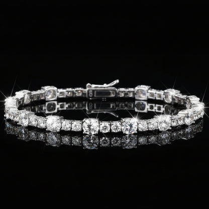 Moissanite Tennis Bracelet S925 Platinum Plated "Stellar Link" | Perlizia-Jewelry-Perlizia