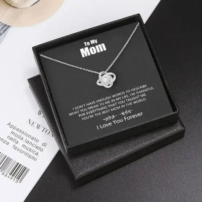 "To My Mom" Love Knot Necklace Gift Set White Gold Plated | Perlizia-Perlizia