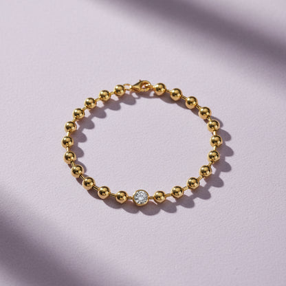 1ct Moissanite Beaded Orb Bracelet S925 Gold Plated "Golden Orb" | Perlizia