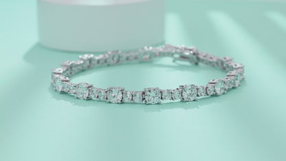 Moissanite Tennis Bracelet S925 Platinum Plated "Stellar Link" | Perlizia