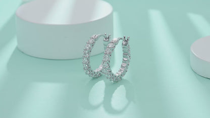 Moissanite Eternity Hoop Earrings S925 Platinum Plated "Stars" | Perlizia