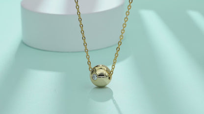 0.1ct Moissanite Orb Necklace S925 Gold Plated "Good Fortune Flows" | Perlizia