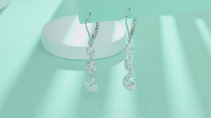2ct Moissanite Triple-Stone Drop Earrings S925 Platinum Plated | Perlizia